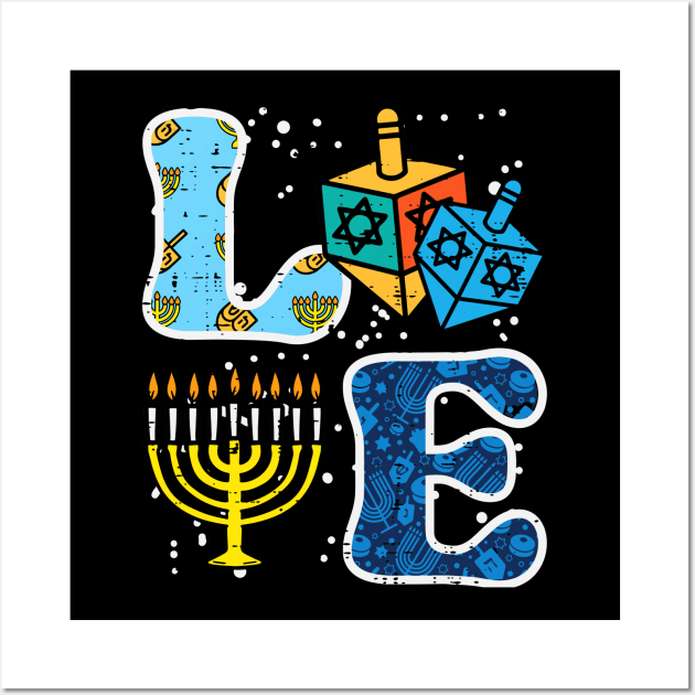 Hanukkah Love Menorah Dreidel Chanukah Jewish Wall Art by rhazi mode plagget